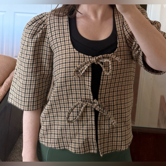 Maison Cleo Agnes Checked Cotton Blouse HANDMADE-TO-ORDER AT HOME IN FRANCE - Picture 13 of 13